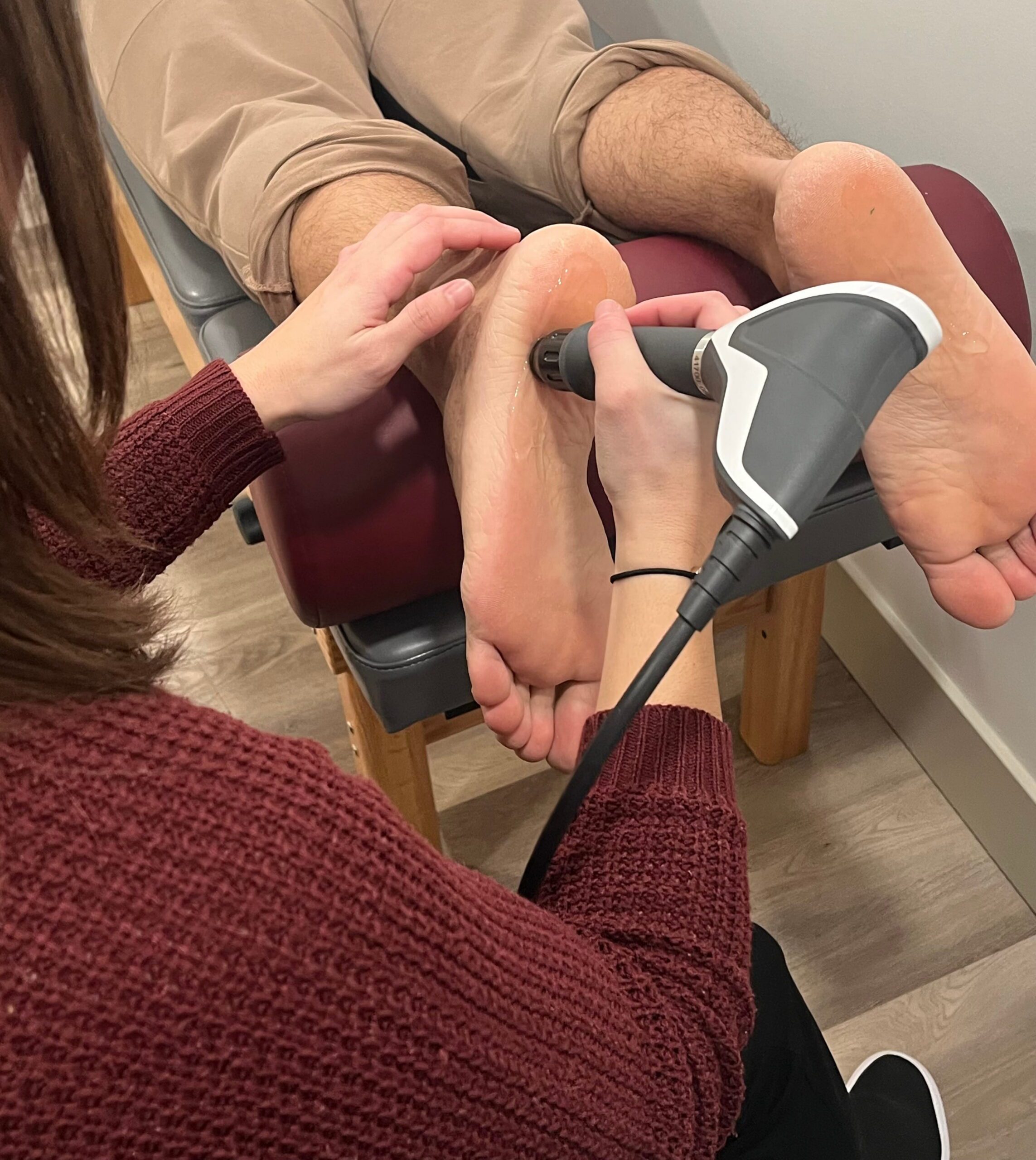 Edmonton patient receiving shockwave therapy treatment